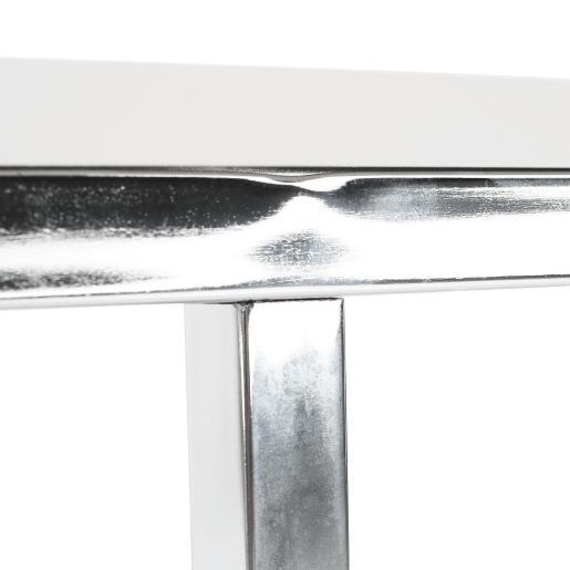 Consola, stil industrial, mdf alb crom argintiu, Kornis, 160x30x77 cm