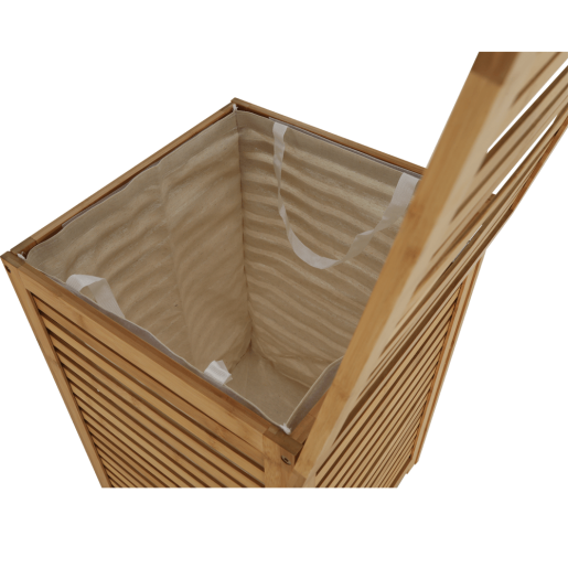 Cos de rufe bambus lacuit natur si textil bej Basket 40x40x58 cm
