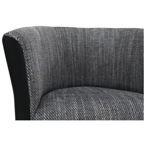 Fotoliu tapiterie piele ecologica neagra textil gri Cuba 65x60x77 cm