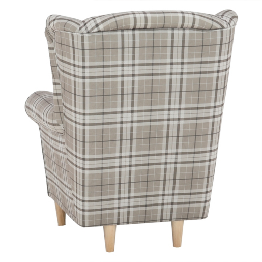 Set fotoliu cu taburet, din textil maro, Astrid, 86x72x105 cm
