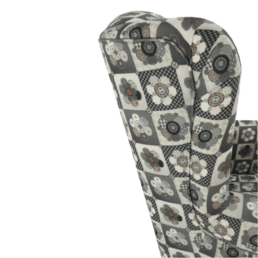 Set fotoliu cu taburet tapiterie textil in stilul patchwork  Astrid 86x72x105 cm