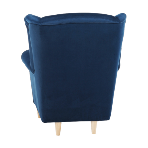 Fotoliu cu taburet tapiterie textil albastru Astrid 86x72x105 cm