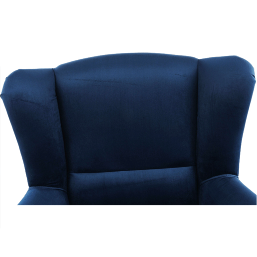 Fotoliu cu taburet tapiterie textil albastru Astrid 86x72x105 cm
