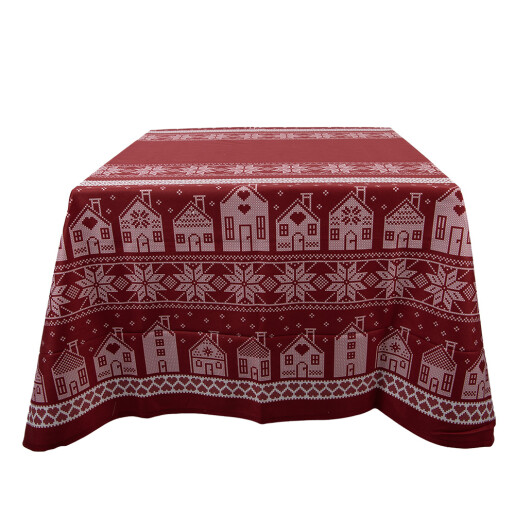 Fata masa Craciun poliester rosu alb 140x220 cm