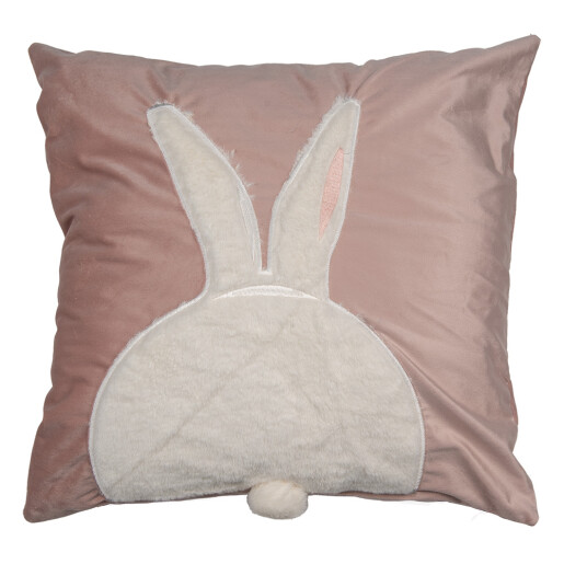 Fata perna textil roz alb Iepuras 45x45 cm