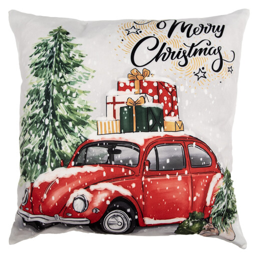 Fata perna textil multicolor Craciun Masinuta 45x45 cm