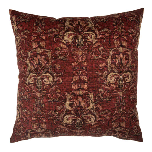 Fata perna textil rosu bej 45x45 cm