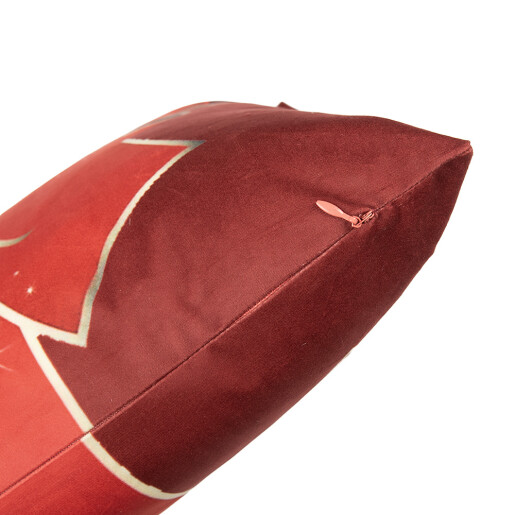 Fata perna Craciun textil rosu argintiu 45x45 cm