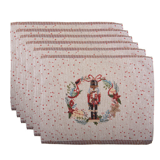 Set 6 suporturi farfurii Craciun poliester multicolor (6) 33x45 cm