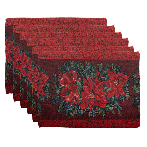 Set 6 suporturi farfurii Craciun Craciunite poliester multicolor (6) 33x45 cm
