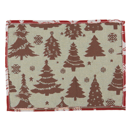 Set 6 suporturi farfurii Craciun Braduti poliester alb rosu (6) 33x45 cm
