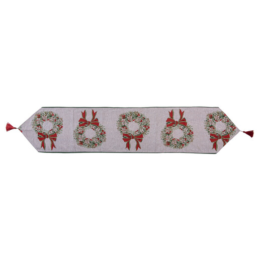 Traversa masa Craciun textil multicolor 33x180 cm