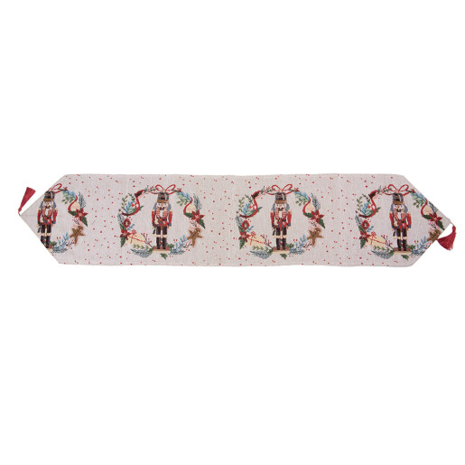 Traversa masa Craciun Spargatorul de Nuci poliester multicolor 33x180 cm
