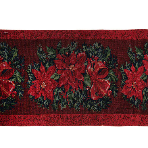 Traversa masa Craciun Craciunite poliester multicolor 33x180 cm