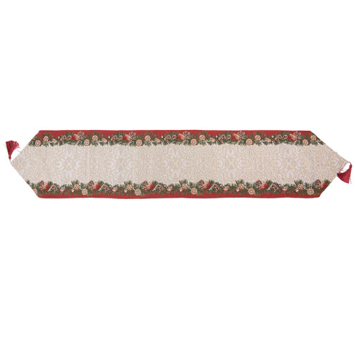 Traversa masa Craciun poliester multicolor II 33x180 cm