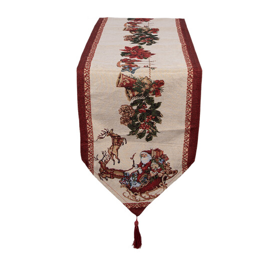 Traversa masa Craciun poliester multicolor IIK 33x180 cm
