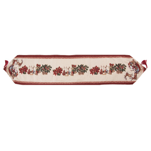 Traversa masa Craciun poliester multicolor IIK 33x180 cm