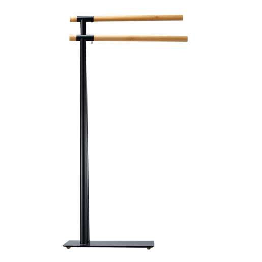 Suport prosoape metal negru bambus natur Laban 19.8x39.43x78.9 cm