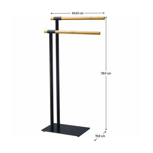 Suport prosoape metal negru bambus natur Laban 19.8x39.43x78.9 cm