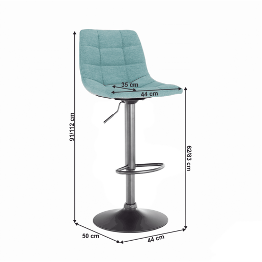 Scaun de bar mentol negru Lahela 44x50x112 cm 