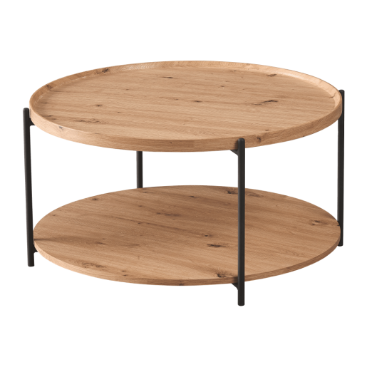 Masuta de cafea MDF stejar artisan metal negru Lapis 80x40 cm