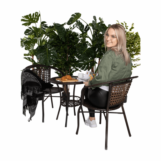 Set mobilier gradina masa scaune ratan maro Lasan 60x60 cm, 65x62x77 cm