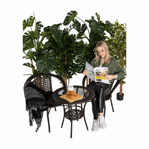 Set mobilier gradina masa scaune ratan maro Lasan 60x60 cm, 65x62x77 cm