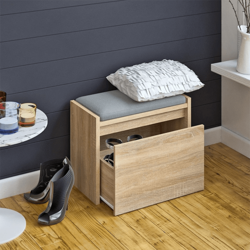 Banca cu spatiu depozitare DTD laminat Bergi 60x30x44,8 cm