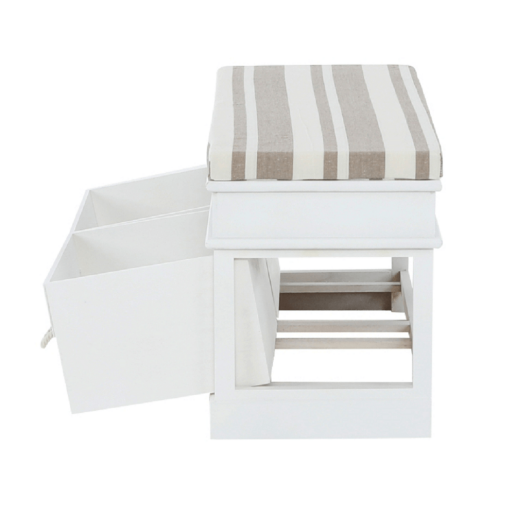 Banca cu perna 2 sertare din lemn alb maro deschis SEAT 70x35x45 cm