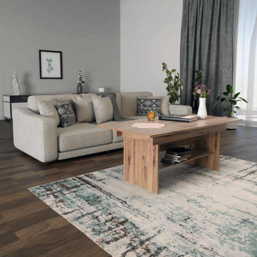 Masa dining extensibila DTD stejar artisan Lavko 120-160x70x60,5-72 cm