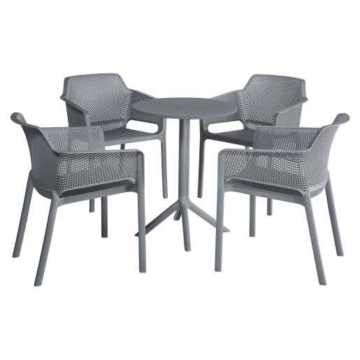 Fotoliu terasa, gradina stivuibil plastic gri 60x57x79 cm 