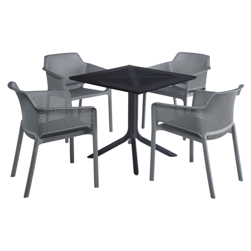 Fotoliu terasa, gradina stivuibil plastic gri 60x57x79 cm 