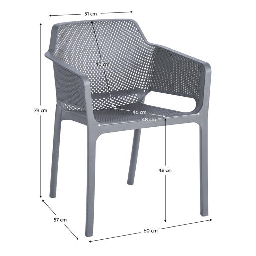 Fotoliu terasa, gradina stivuibil plastic gri 60x57x79 cm 