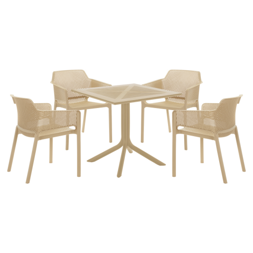 Fotoliu terasa, gradina stivuibil plastic maro taupe Lavton 60x57x79 cm