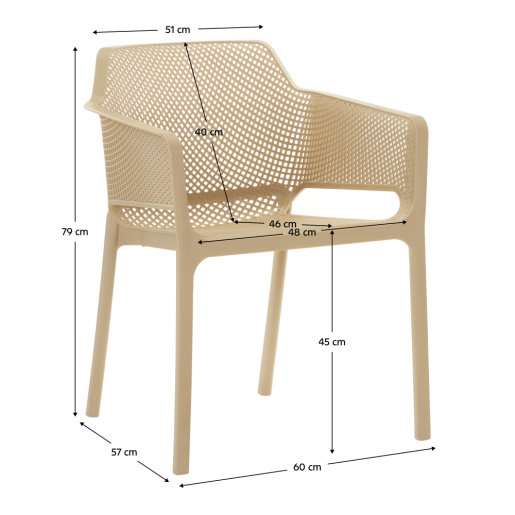 Fotoliu terasa, gradina stivuibil plastic maro taupe Lavton 60x57x79 cm