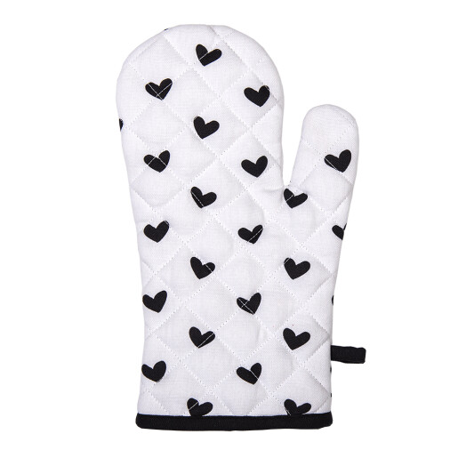Set 2 manusi termice bumbac alb negru Birds 18x30 cm