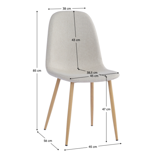 Scaun textil crem metal Lega 45x56x85 cm