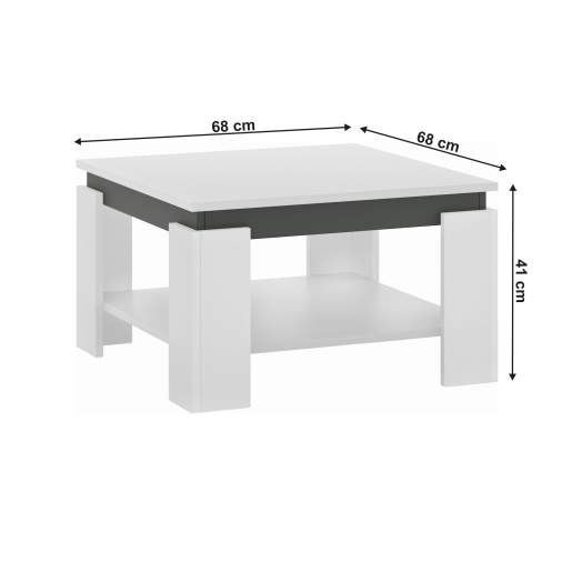 Masuta de cafea HDF alb grafit Lejsy 68x68x41 cm
