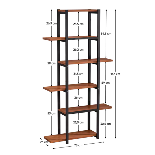 Raft pardoseala fier negru mdf maro Lemy 78x23x146 cm 
