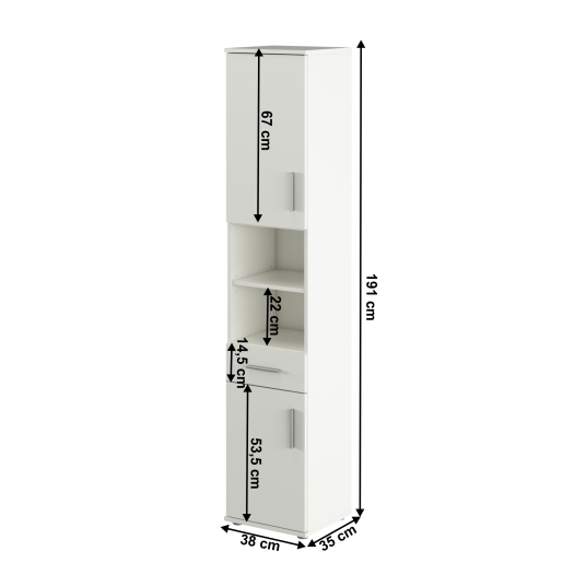 Dulap DTD alb mat Lessy 38x35x191 cm 