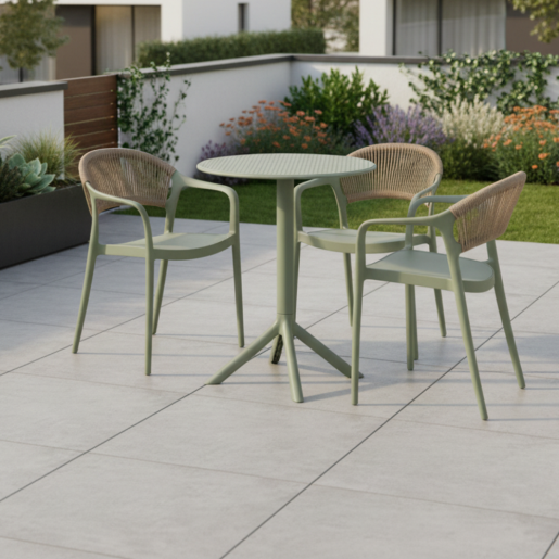 Scaun stivuibil plastic verde bej Lexton 57x55x80 cm