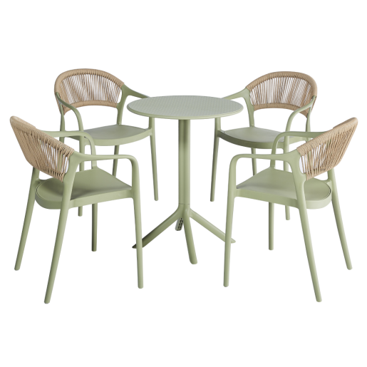Scaun stivuibil plastic verde bej Lexton 57x55x80 cm