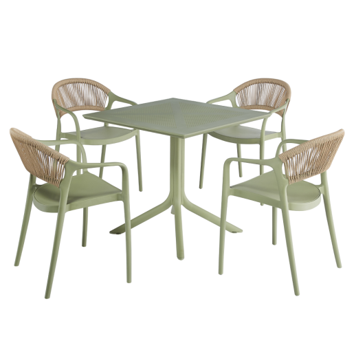 Scaun stivuibil plastic verde bej Lexton 57x55x80 cm