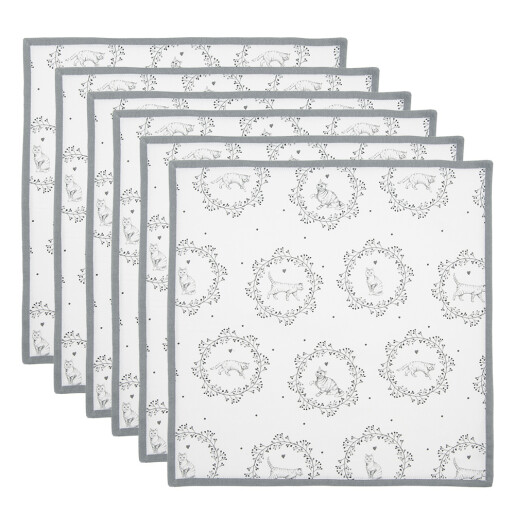Set 6 servetele masa bumbac alb gri Pisicute 40x40 cm