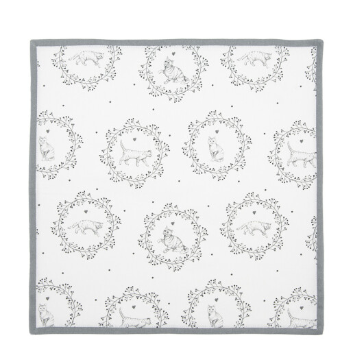 Set 6 servetele masa bumbac alb gri Pisicute 40x40 cm