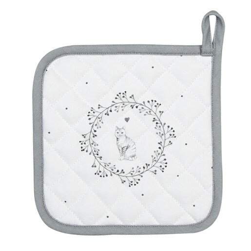 Servet termic bumbac alb gri Pisicuta 20x20 cm