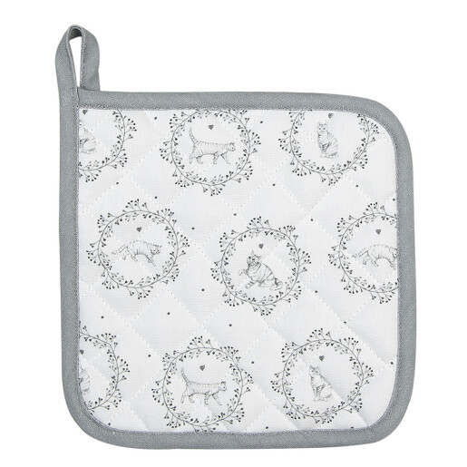 Servet termic bumbac alb gri Pisicuta 20x20 cm