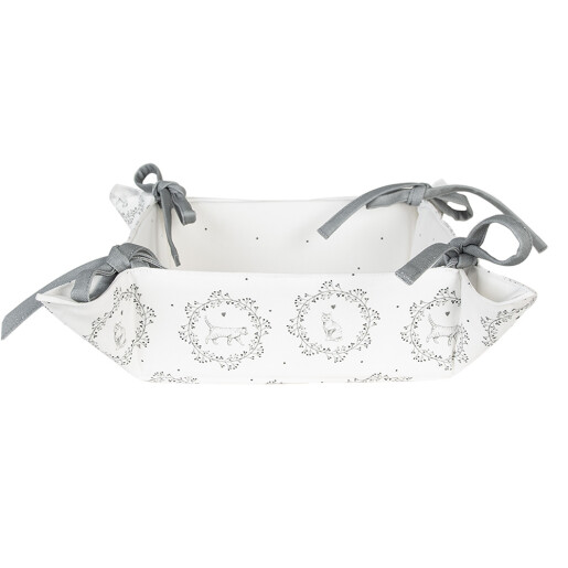 Cos paine bumbac alb gri Pisicute 35x35x8 cm