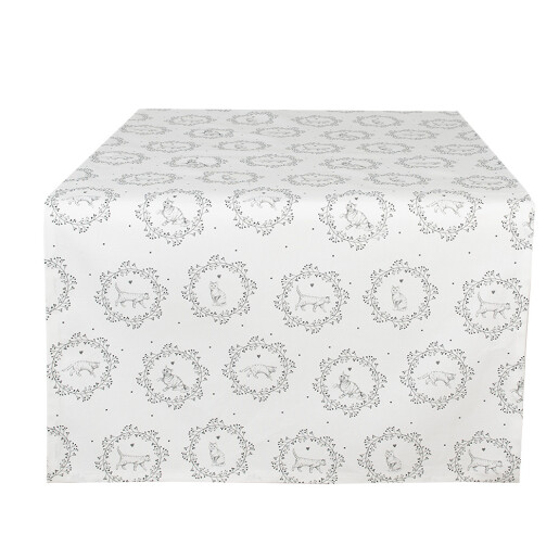 Traversa masa bumbac alb gri Pisicute 50x140 cm