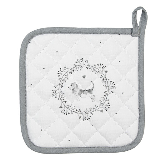Set 2 servete termice bumbac alb gri Catelus 20x20 cm